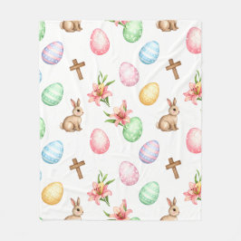 Easter Grace – Seamless Pastel Bunny & Cross Patte Fleecefilt