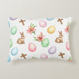 Easter Grace – Seamless Pastel Bunny & Cross Patte Prydnadskudde