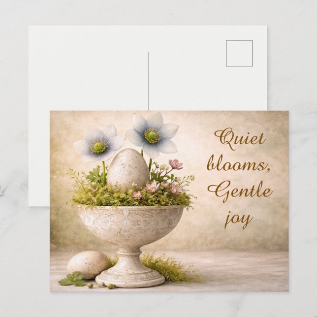 Easter Greeting Card Minimal Floral Spring Vykort (Fram/baksida)