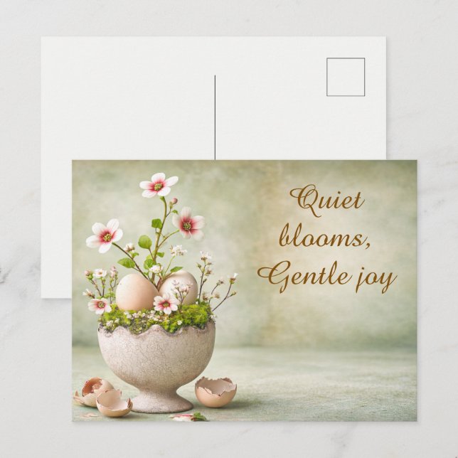 Easter Greeting Card Minimal Floral Spring Vykort (Fram/baksida)