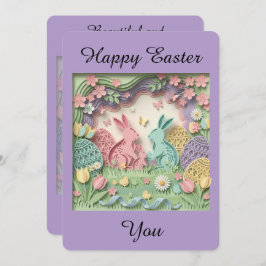 Easter Greeting Card with two little bunnies Julkort