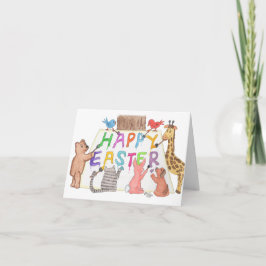 Easter Greeting Painted by Animals Kort