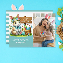 Easter Greetings! Adorable Bunny with Family Photo Inbjudningar