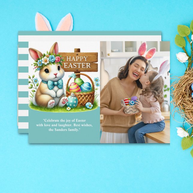 Easter Greetings! Adorable Bunny with Family Photo Inbjudningar (Skapare uppladdad)