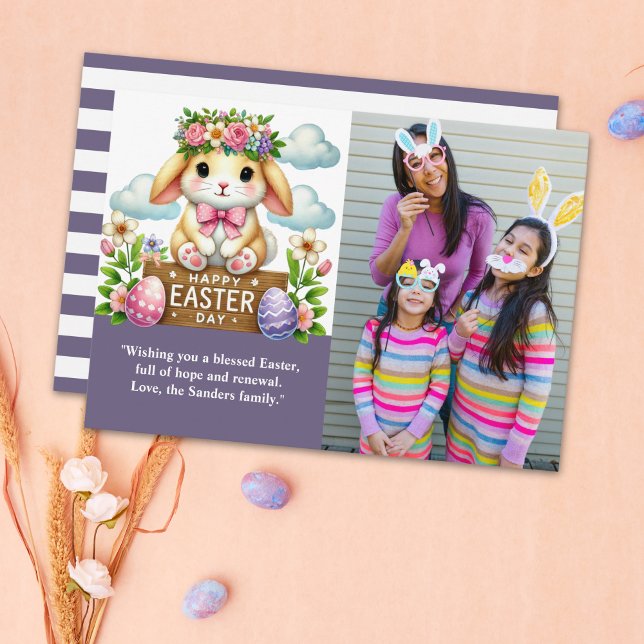 Easter Greetings! Adorable Bunny with Family Photo Inbjudningar (Skapare uppladdad)