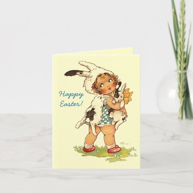 Easter Greetings Bunny Hugs Warm Wishes Card Helgkort (Framsida)