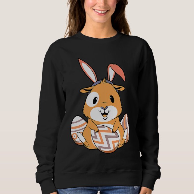 Easter Guinea Pig With Bunny Ears & Eggs   Easter T Shirt (Framsida)