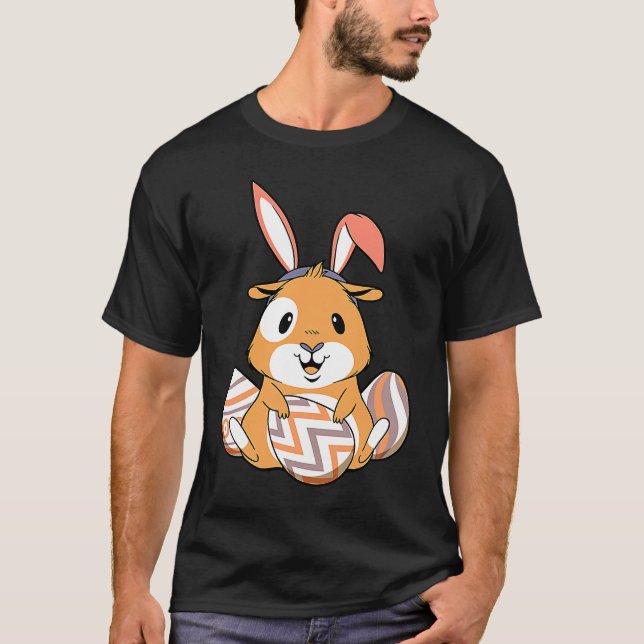 Easter Guinea Pig With Bunny Ears & Eggs   Easter T Shirt (Framsida)