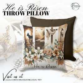 Easter "He is Risen" Throw Pillow Kudde