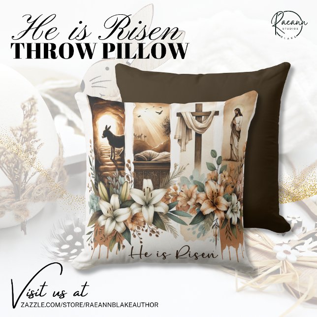 Easter "He is Risen" Throw Pillow Kudde (Skapare uppladdad)