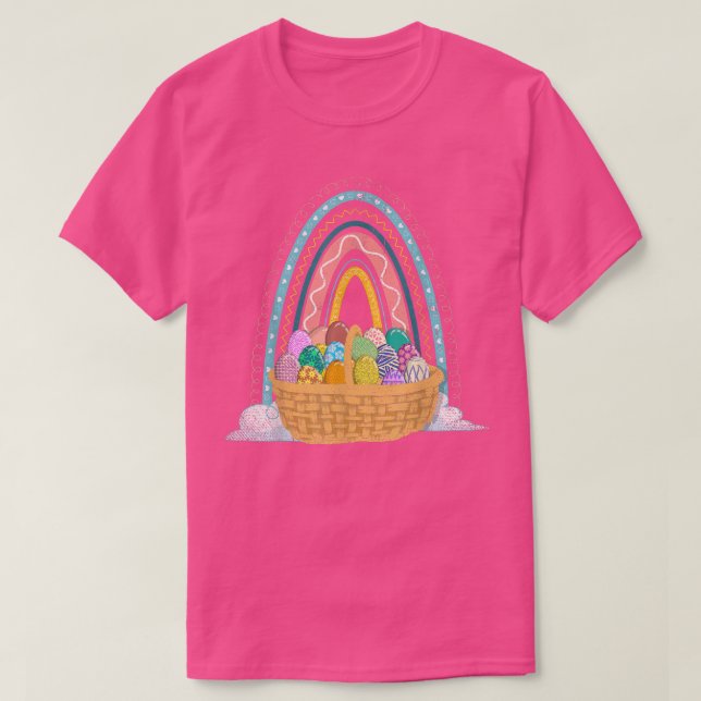 Easter Holiday Easter Eggs Basket Rainbow Happy Ea T Shirt (Design framsida)