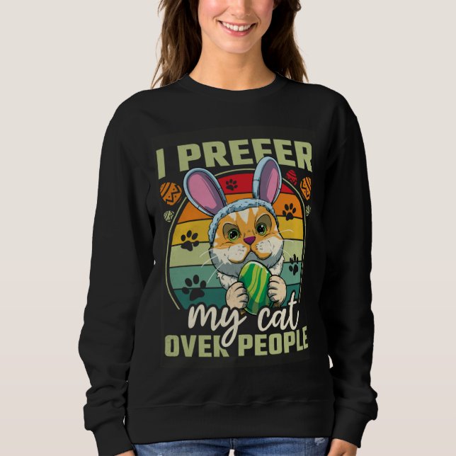 Easter I Prefer My Cat Over People T Shirt (Framsida)