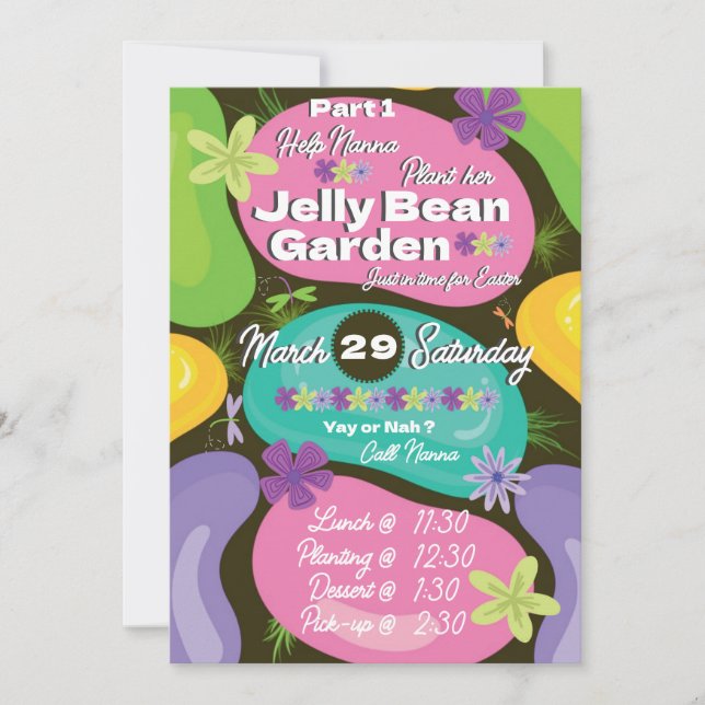 Easter Invitation Jelly Bean Garden Party Inbjudningar (Framsida)