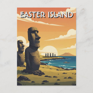 Easter Island Chile Moai Travel Vykort