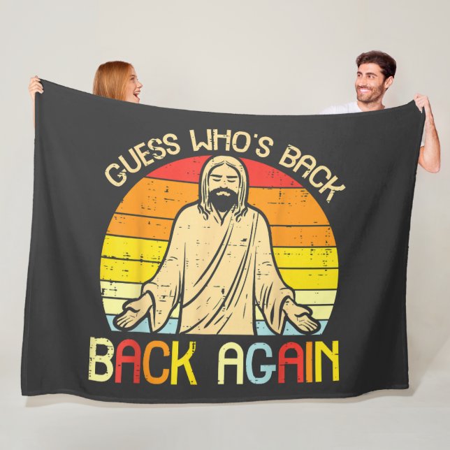 Easter Jesus Guess Whos Back Religious Christian Fleecefilt (På plats)