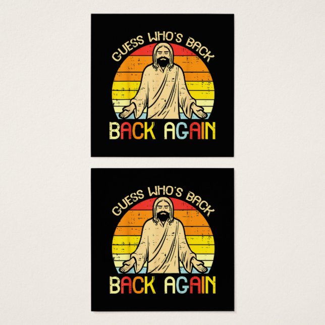 Easter Jesus Guess Whos Back Religious Christian Fyrkantigt Visitkort (Framsida & baksida)