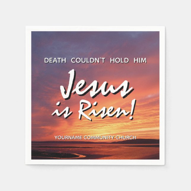 Easter JESUS IS RISEN Customizable Christian Pappersservett (Framsidan)