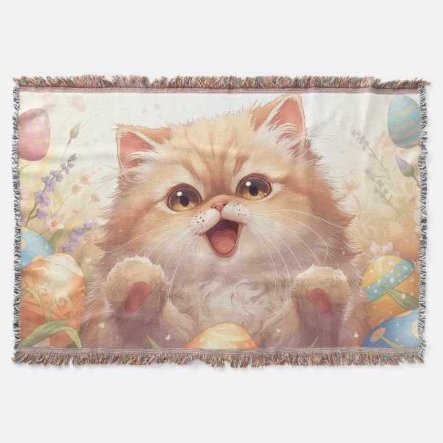 “Easter Joy Persian Kitty" Cute Persian Cat  Filt (Framsidan)