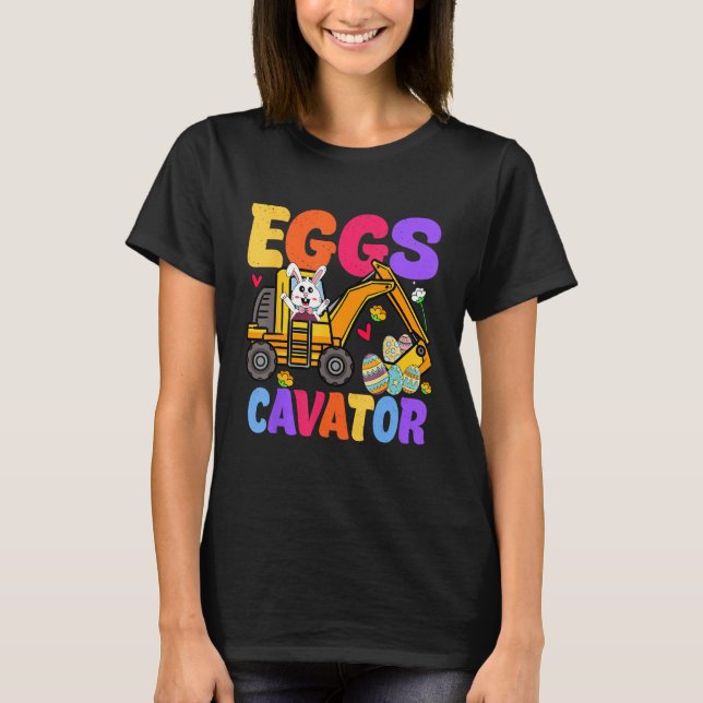 Easter Kids Boys  Excavator Happy Easter EggsCavat T Shirt (Framsida)