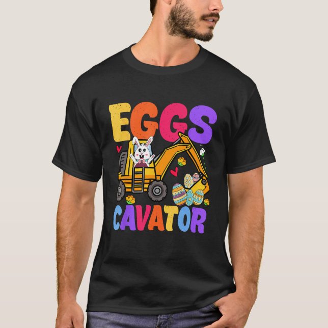 Easter Kids Boys  Excavator Happy Easter EggsCavat T Shirt (Framsida)