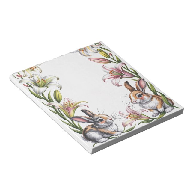 Easter Lilies And Bunnies Anteckningsblock (Vinklad)