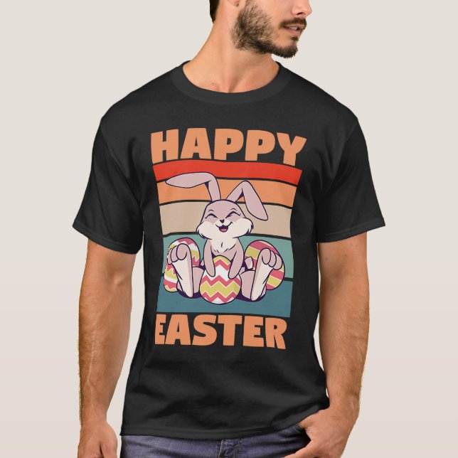 Easter Little Rabbit with painted Eggs T Shirt (Framsida)