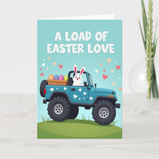 Easter Love Delivery Truck Card Kort (Framsida)