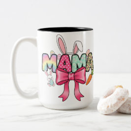 Easter Mama Colorful Bunny Ears & Floral Patterns Två-Tonad Mugg