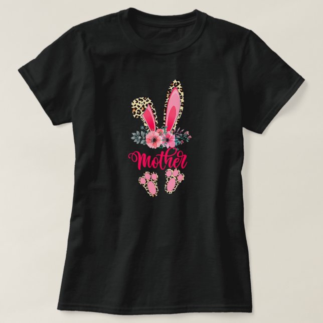 Easter Mothers Day Mother Leopard Bunny Rabbit T Shirt (Design framsida)