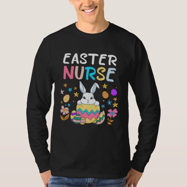 Easter Nurse Happy Easter Day Women Men Rabbit Bun T Shirt (Framsida)
