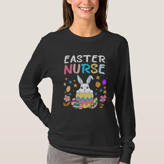 Easter Nurse Happy Easter Day Women Men Rabbit Bun T Shirt (Framsida)