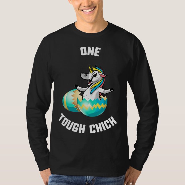 Easter One Tough Chick Unicorn Egg Kids T Shirt (Framsida)