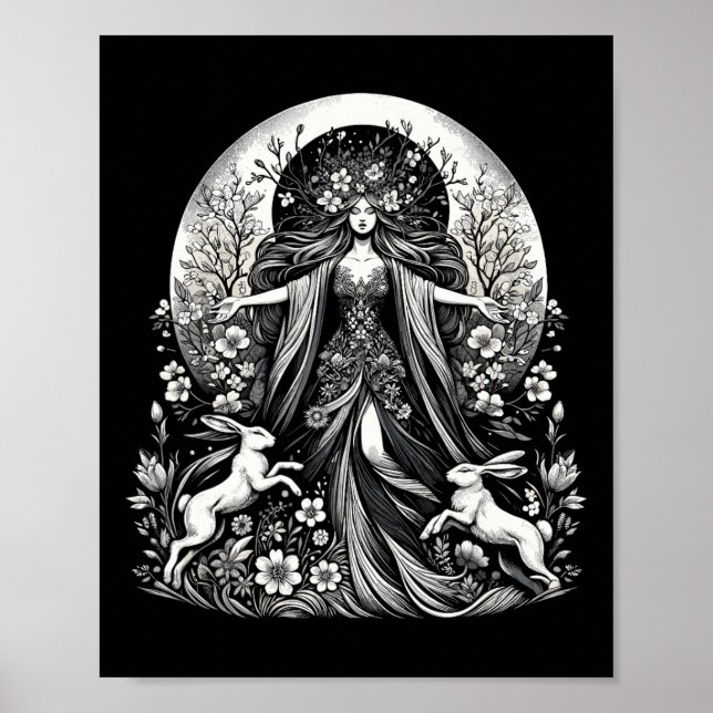 Easter Ostara Eostre Pagan Witchcraft Spring Moon  Poster (Framsidan)