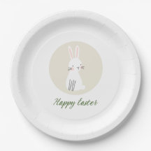 Easter Paper Plate with Cute Bunny Design