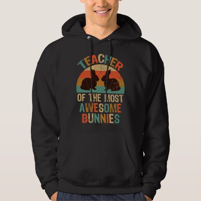 Easter Party Teacher Awesome Bunnies Retro Style W Hoodie (Framsida)