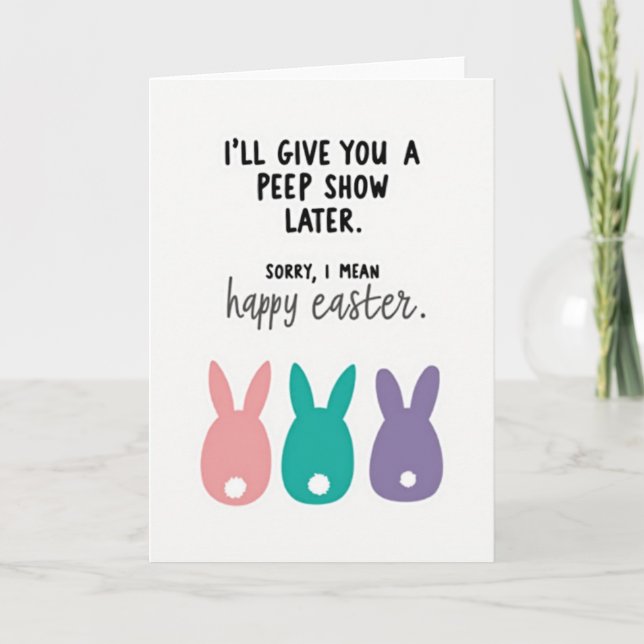 Easter Peep Show Funny Card Kort (Framsida)