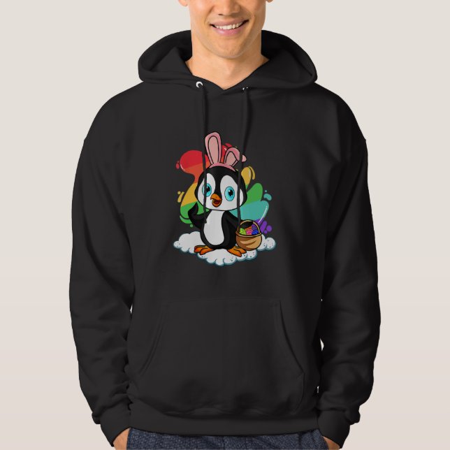Easter Penguin Easter Hunt Eggs Bunny Penguin  Eas Hoodie (Framsida)