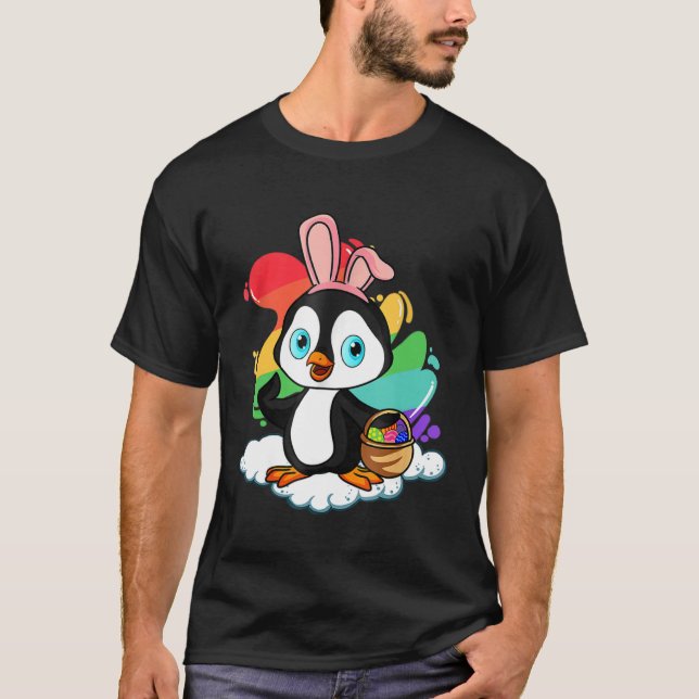Easter Penguin Easter Hunt Eggs Bunny Penguin  Eas T Shirt (Framsida)