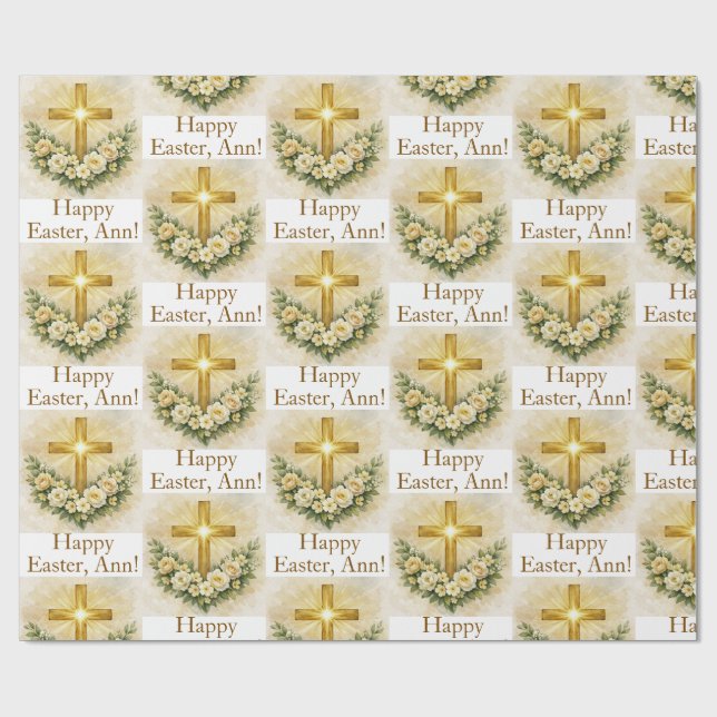 Easter Personalized Christian Cross Wrapping Paper Presentpapper (Platt)