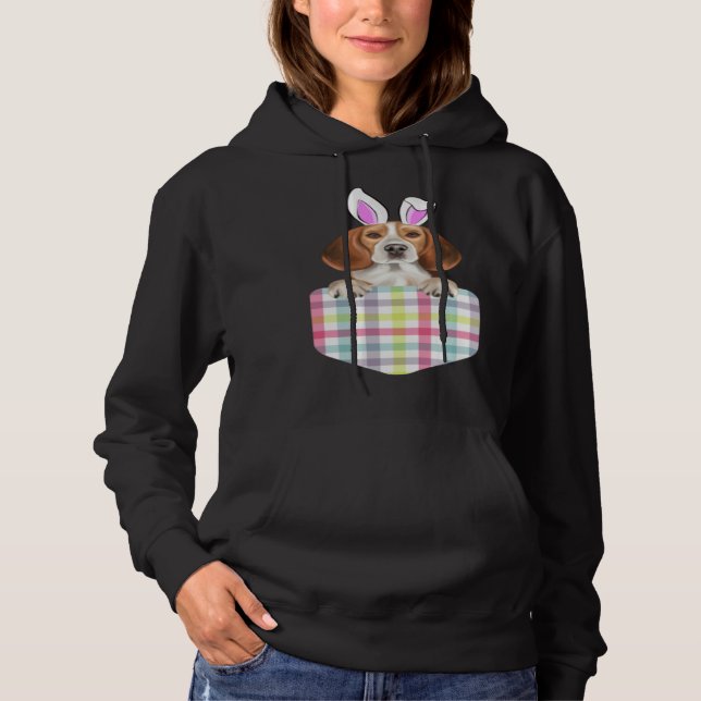 Easter Plaid Beagle Bunny Dog In Pocket T Shirt (Framsida)