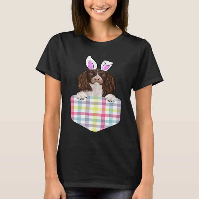Easter Plaid English Springer Spaniel Bunny Dog In T Shirt (Framsida)