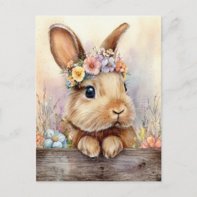 Easter Postcard with Easter Eggs and Bunny Vykort (Framsida)