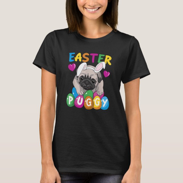 Easter Puggy Cute Dog French Pug Easter Day Egg Hu T Shirt (Framsida)