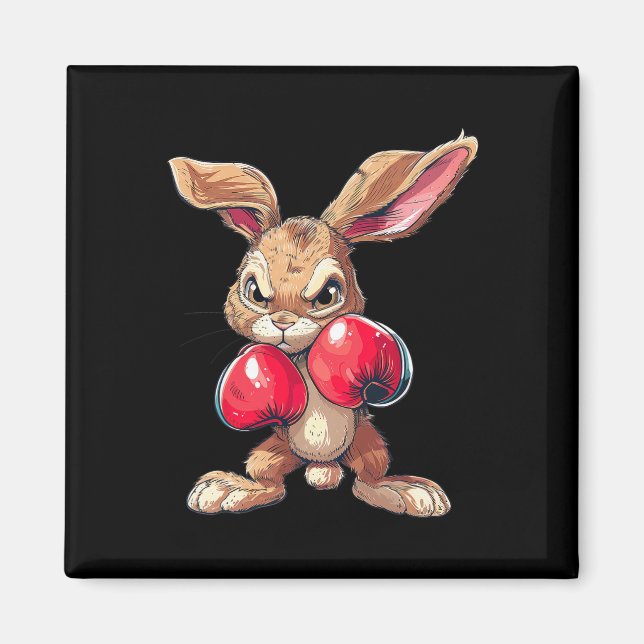 Easter Rabbit Bunny Boxer Boxing Kickboxing Martia Magnet (Framsidan)