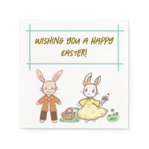 Easter rabbit in light colors.淡い色のイースターラビット紙ナプキン