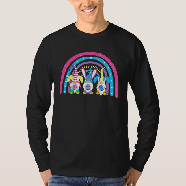 Easter Rainbow Gnomes Happy Easter Day T Shirt (Framsida)