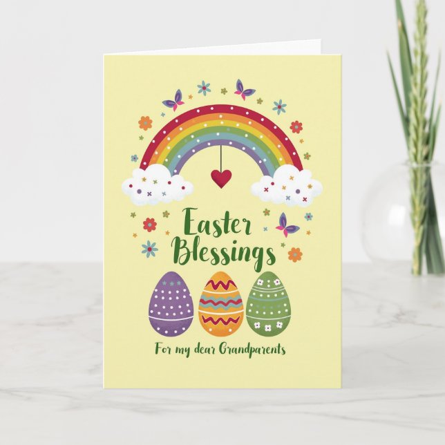 Easter Rainbow Grandparents Card Kort (Framsida)