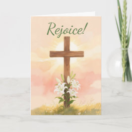 Easter Rejoice Cross and Lilies Christian Kort