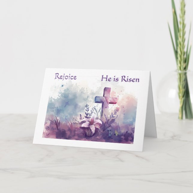 Easter Rejoice He Is Risen  Kort (Framsida)