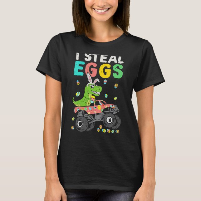 Easter Rex Dinosaur Monster Truck Eggasaurus Boys  T Shirt (Framsida)